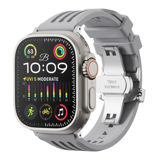 Smartwatch with a gray band on a white background