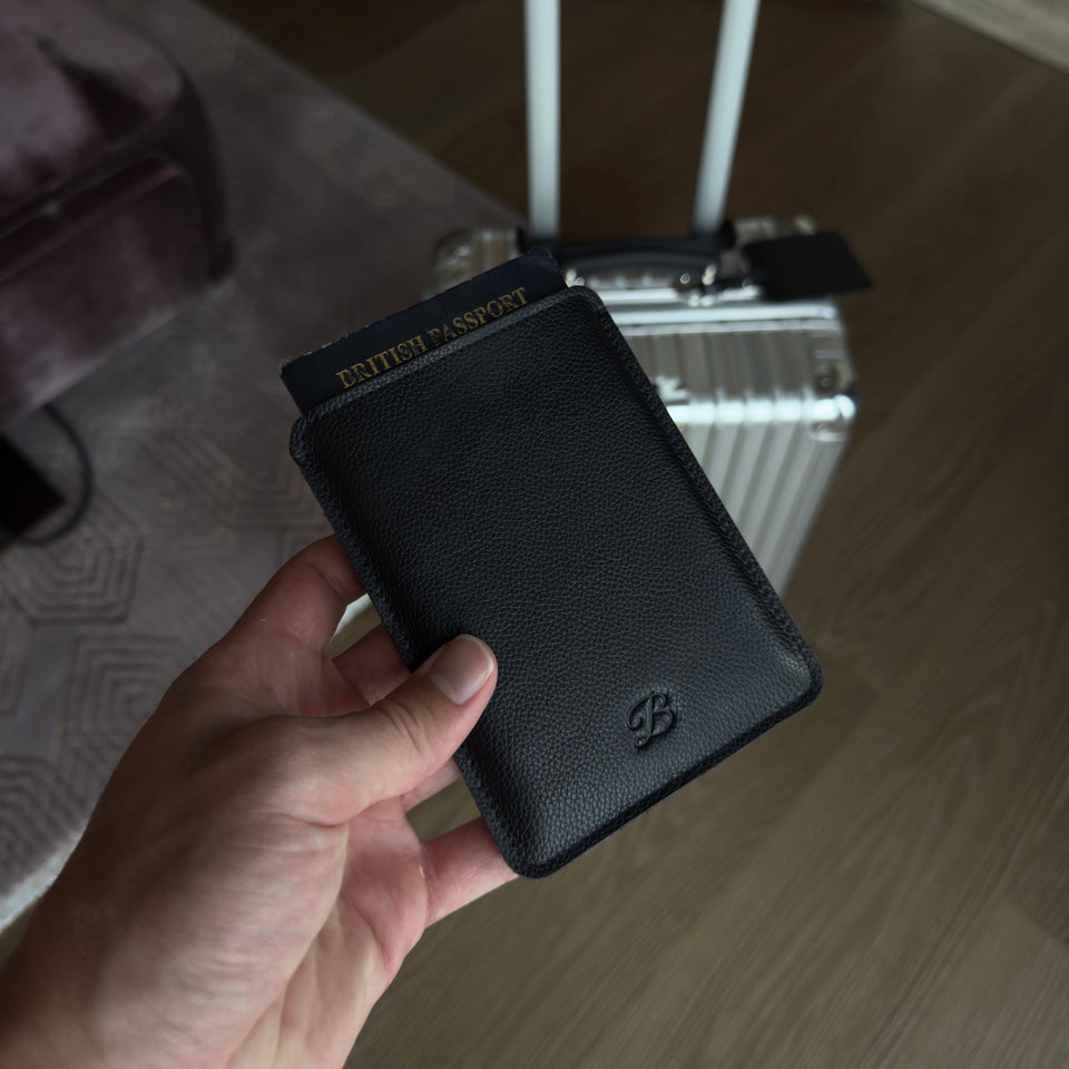 The Bridge leather passport sleeve lifestyle shot