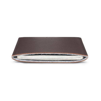 Brown leather passport sleeve with British passport, opening end view – The Bridge
