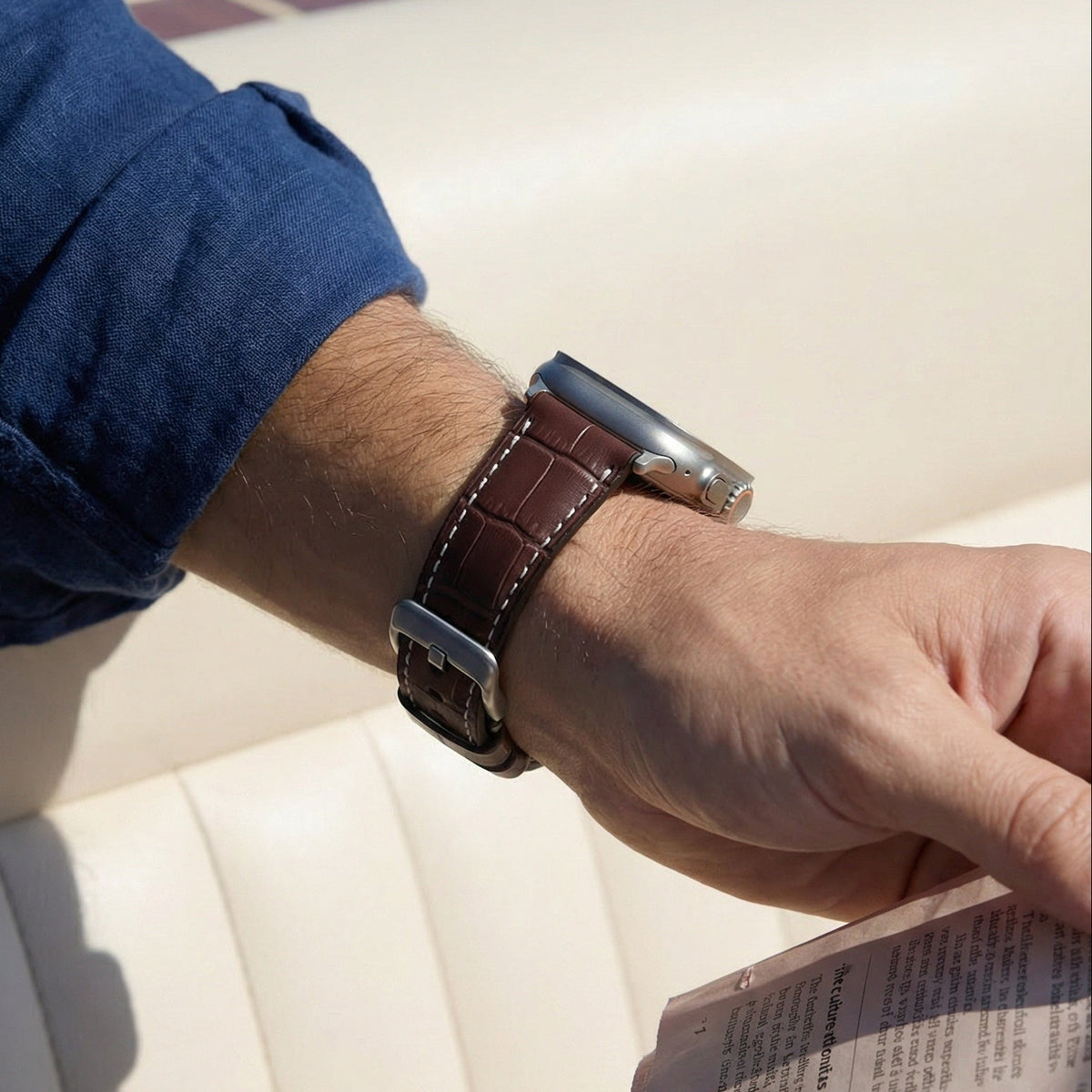 The Ridgeback Alligator-Grain Leather Apple Watch Strap