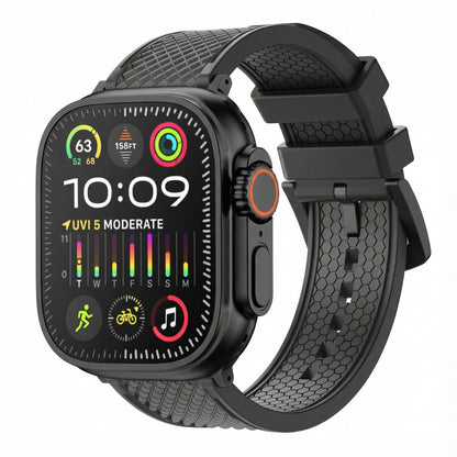 Smartwatch with a black band on a white background