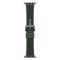 Green Apple Watch strap with black buckles
