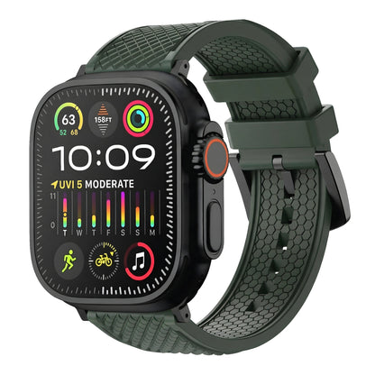 Smartwatch with a green band on a white background