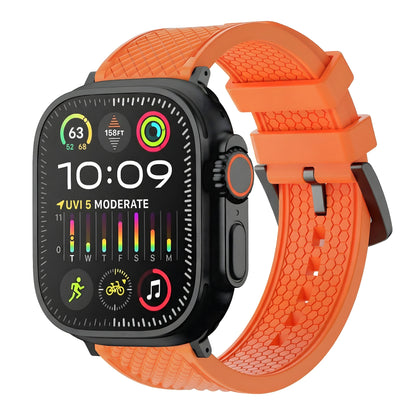 Smartwatch with an orange band on a white background
