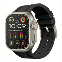 Smartwatch with a black band on a white background