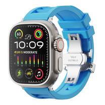 Smartwatch with a blue strap on a white background