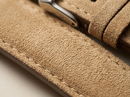 The Cannes Strap — Sand Beige suede texture close-up