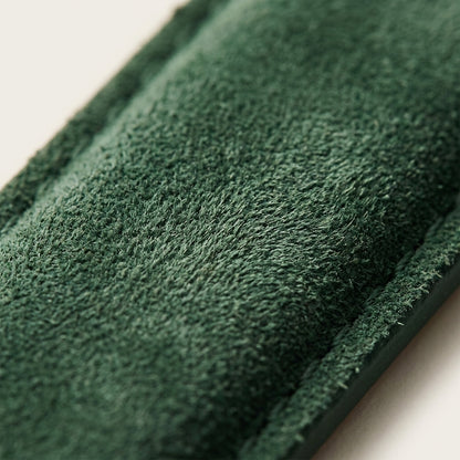 The Cannes Strap — Forest Green suede texture close-up