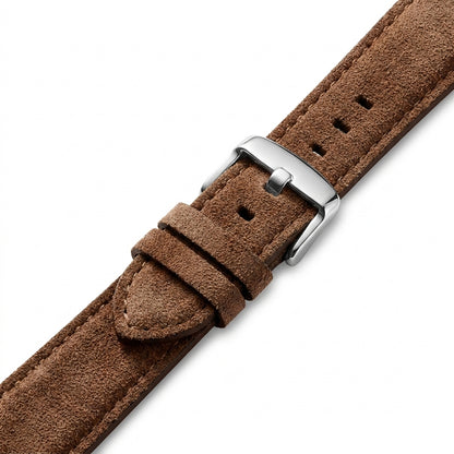 The Cannes Strap — Chocolate Brown suede detail