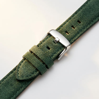 The Cannes Strap — Forest Green suede detail