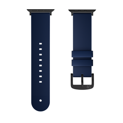 The Elementum — Navy with Black Buckle & Adapters (flatlay)